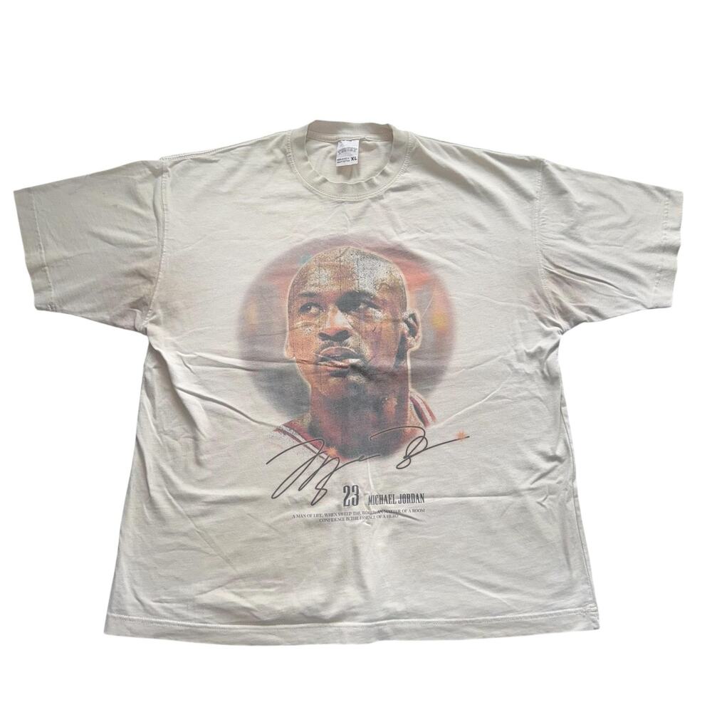 MICHAEL JORDAN TSHIRT SHIRT MENS XL BEIGE TAN PORTRAIT GRAPHIC TEE BASKETBALL 23